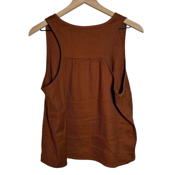 cabi Large Linen Cruise Button Sleeveless Top Shirt Brown Rust Boho Western 6644 - Picture 4 of 11